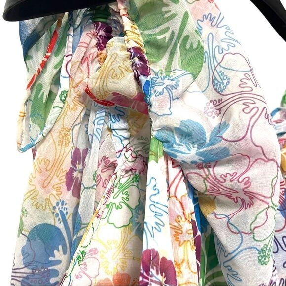 ALL THINGS MOCHI Kona Floral Bardot Chiffon Maxi Dress M - Picture 4 of 16